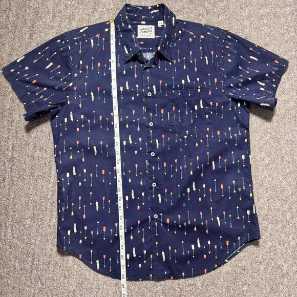 Naked & Famous Arrow Print Short Sleeve Button Up Shirt 120852330 Mens Large - Picture 6 of 9